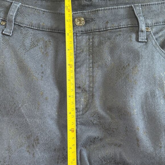 CHICO'S Women's size 3R  16R Dark Wash Denim Black SNAKE SKIN Print Stretch - Picture 12 of 16